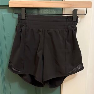 Black Lululemon Hotty-Hot Shorts size 0 4”